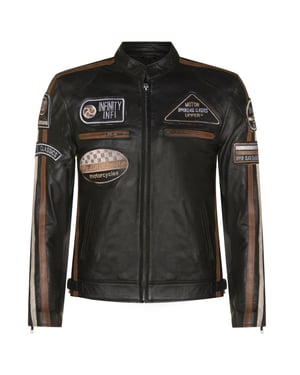 Leder-Racing-Biker-Motorradjacke mit Reißverschluss