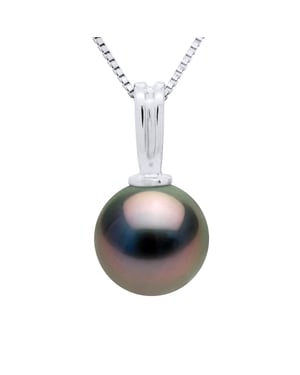 Perlenanhänger aus Weißgold und echter Tahiti-Zuchtperle, rund 10–11 mm