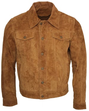Trucker-Jeansjacke aus Ziegenwildleder