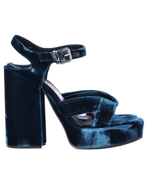 Jil Sander Chunky Sandalenabsätze aus blauem Samt