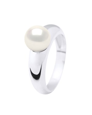 Armreifring – Weißgold – echte Süßwasser-Zuchtperle, rund 8–9 mm
