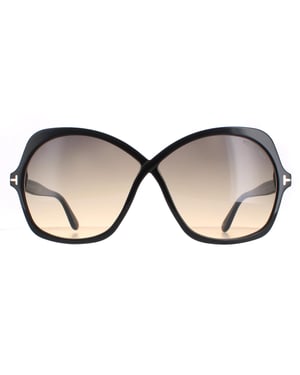 Tom Ford Butterfly Womens Glänzend Schwarz Rauch Gradient Rosemin FT1013
