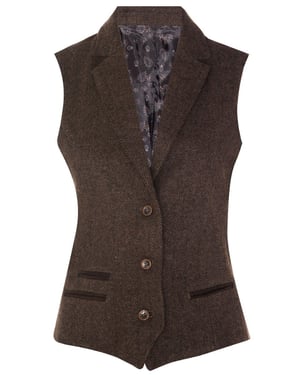 Damen-Weste aus Tweed im Fischgrätenmuster der 1920er Jahre in Braun