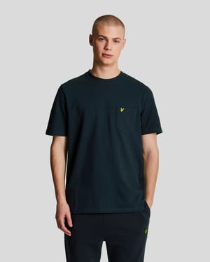 Lyle & Scott Herren-T-Shirt mit schlichtem Piqué und Tasche in Marineblau