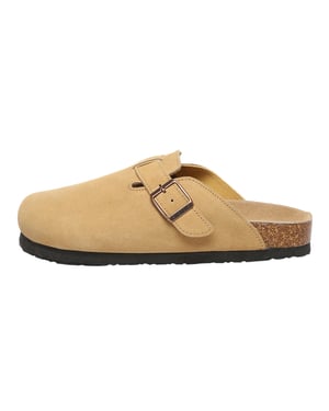 EVER AU Damen Pintail Leder Komfort Clog Sandalen - Camel Wildleder