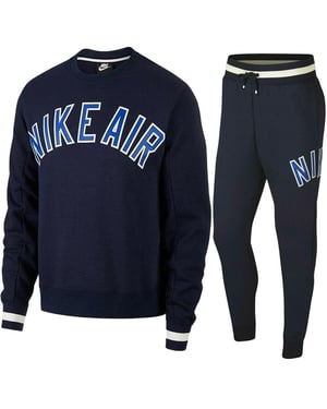 Nike Air Fleece Full Crewneck Trainingsanzug Set Navy