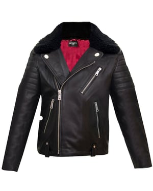 Kinderjacken Jungen Bikerjacken aus 100 % Leder mit abnehmbarem Kragen (3–13 Jahre)