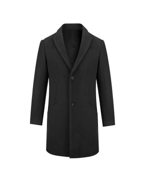 Herren Lang Slim Fit Winter Warm Business Wollmantel Schwarz