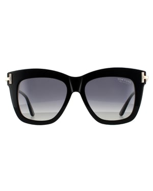 Tom Ford Square Womens Shiny Black Smoke Gradient Polarized
