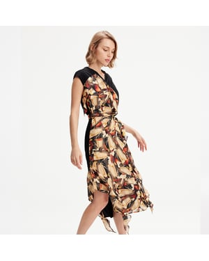 Asymmetrisches Kleid mit grafischem Druck