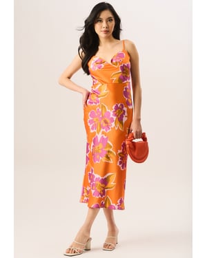 Midikleid mit Blumendruck und Rundhalsausschnitt