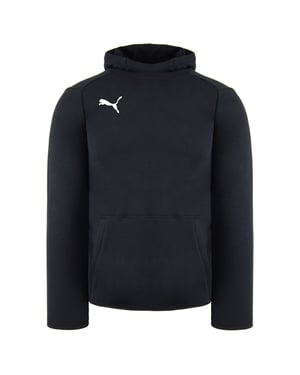 Puma Liga Casuals Hoody Plain Logo Black Junior Pullover Jumper 655636 03