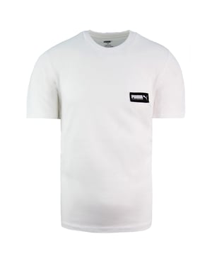 Puma entspannte Fit-Logo T-Shirt Kurzarm Crew Hals Herren weißes T-Shirt 582687 02