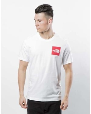 The North Face Herren Feines Kurzarm-T-Shirt Weiß/Rot