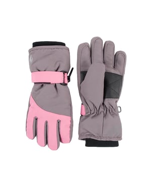 Heat Holders Kinder Jungen Mädchen wasserdichte, mit Fleece gefütterte Winter-Thermo-Skihandschuhe, Rosa/Grau