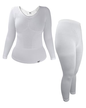 Ladies Thermal Underwear Set | Wärmespender | Extra Warm Winter Long Sleeve Top & Long Janes - Weiß