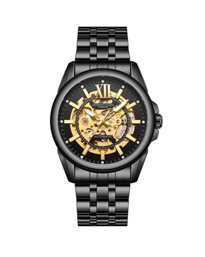 Handmontierte Anthony James Limited Edition Mystique Automatische Schwarze Uhr