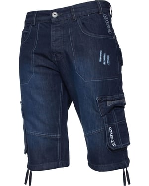 Enzo Herren Cargo Combat Denim Shorts
