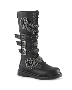Demonia Bolt 450 Schwarze Gothic-Stiefel aus veganem Leder