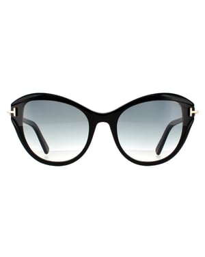 Tom Ford Cat Eye Womens Glänzend Schwarz Rauch Verlauf