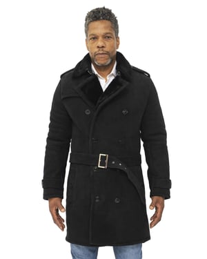 Herren-Erbsenmantel aus Shearling-Schaffell-Wildleder-Cali