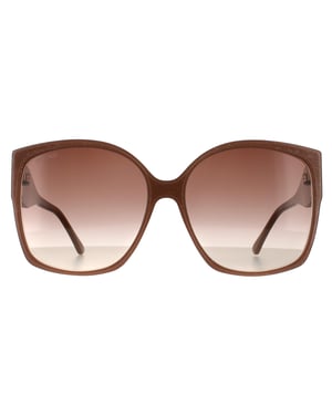 Jimmy Choo Square Womens Nude Glitter Braun Gradient Sonnenbrille