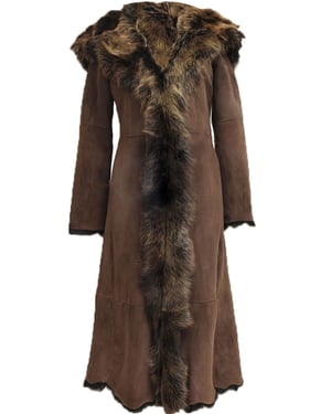 Damen-Trenchcoat aus Toscana-Schaffell mit Kapuze aus Wildleder – Rushden