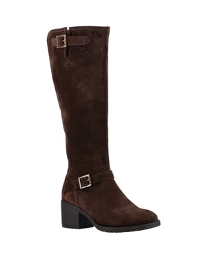 Hush Puppies Heidi Leder Damen Braun Wildleder Stiefel