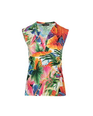 Druck Orange V-Ausschnitt Jersey Top