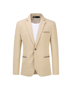 Herren Anzugjacke Slim Fit Mantel Business Alltag Blazer Beige