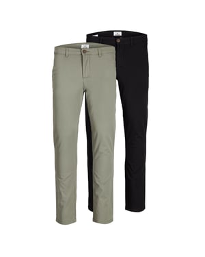 JACK&JONES Men's Multi-Pack Pants, Marco Paspel Pockets Low Rise Chinos, 2 Pack