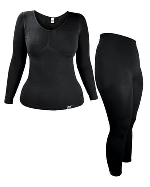 Ladies Thermal Underwear Set | Wärmehalter | Extra Warm Winter Long Sleeve Top & Long Janes - Schwarz