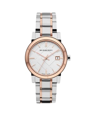 Burberry BU9105 The City Unisex Uhr Silber / Rose Gold