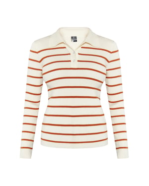 Dreimaster Strickpullover Damen Wollweiss Orange