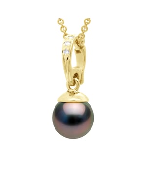 Perlenanhänger zum Öffnen aus Gelbgold und echter Tahiti-Zuchtperle, rund, 10–11 mm
