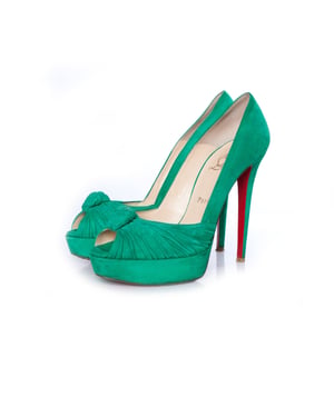 Mint-grüne Veloursleder Greissimo Pumps.