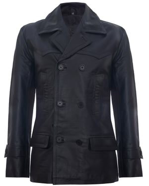 Kuhfell Dr. Who Naval German Pea Coat Lederjacke