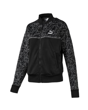 Puma Womens Classics Sweat Jacke AOP Reißverschluss auf Spur Top Black 595216 01