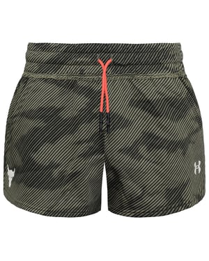 Under Armor Project Rock Womens Green Fleece gedruckte Shorts