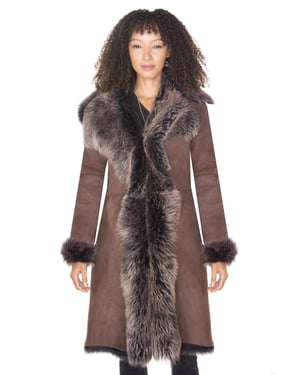 Damen-Trenchcoat aus Toscana-Schaffell-Wildleder-Tbilisi
