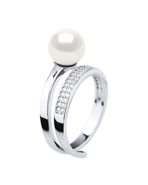 Ringschmuck - Echte Süßwasser-Zuchtperle, rund 8-9 mm