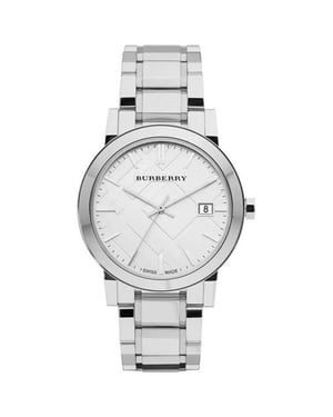 Burberry BU9000 Silbernes Zifferblatt Edelstahl Unisex Uhr
