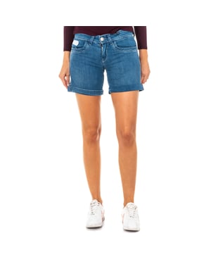 La Martina Denim-Shorts für Damen mit Saum und Gürtelschlaufen LWB002 - Blau