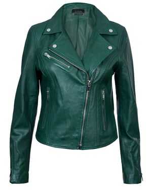 Klassische Damen-Brando-Bikerjacke aus Leder in Loughton
