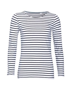 SOLS - "Marine" T-Shirt für Damen Langärmlig (Weiß/Marineblau)