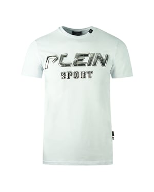 Plein Sport Silbernes Logo Weißes T-Shirt