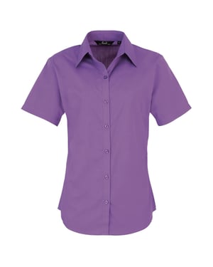 Premier Damen Kurzarm Popeline Bluse / Arbeitshemd (Kräftiges Violett)