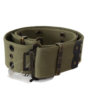 Ermanno Scervino Ceinture verte 100% coton à boucle bronze rustique pour femme