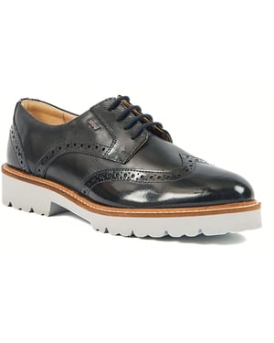 Pod Kortney Leder Damen Navy Lack Brogues Schuhe