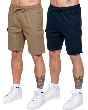 Kruze | 2er-Pack Herren Cargo-Shorts - BEIGE/NVY